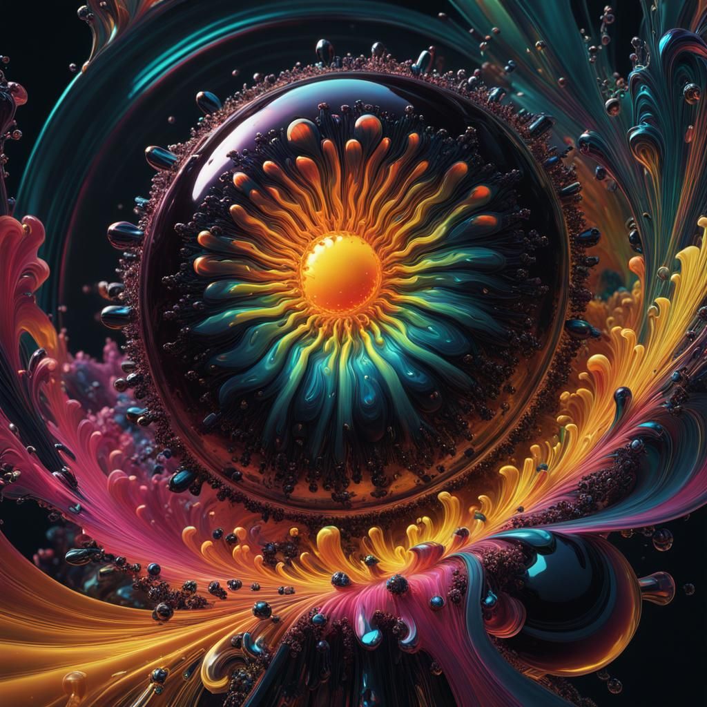 Kaleidoscopic Melting Figure in Psychedelic Digital Art