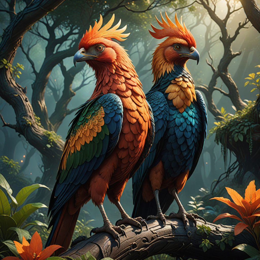 Magnificent Phoenix Perched Amidst Majestic Nature