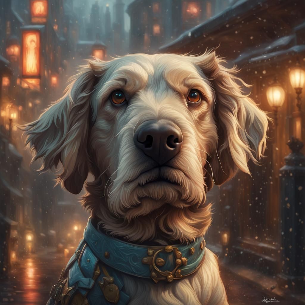 Hyperrealistic Funny Dog Portrait in Anime Style