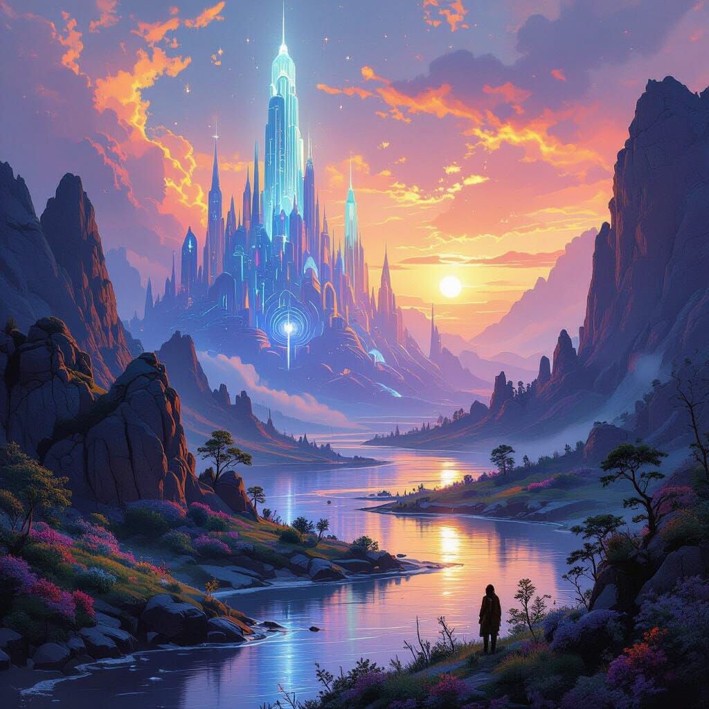 Mystical Fantasy Scene with Luminous Magic
