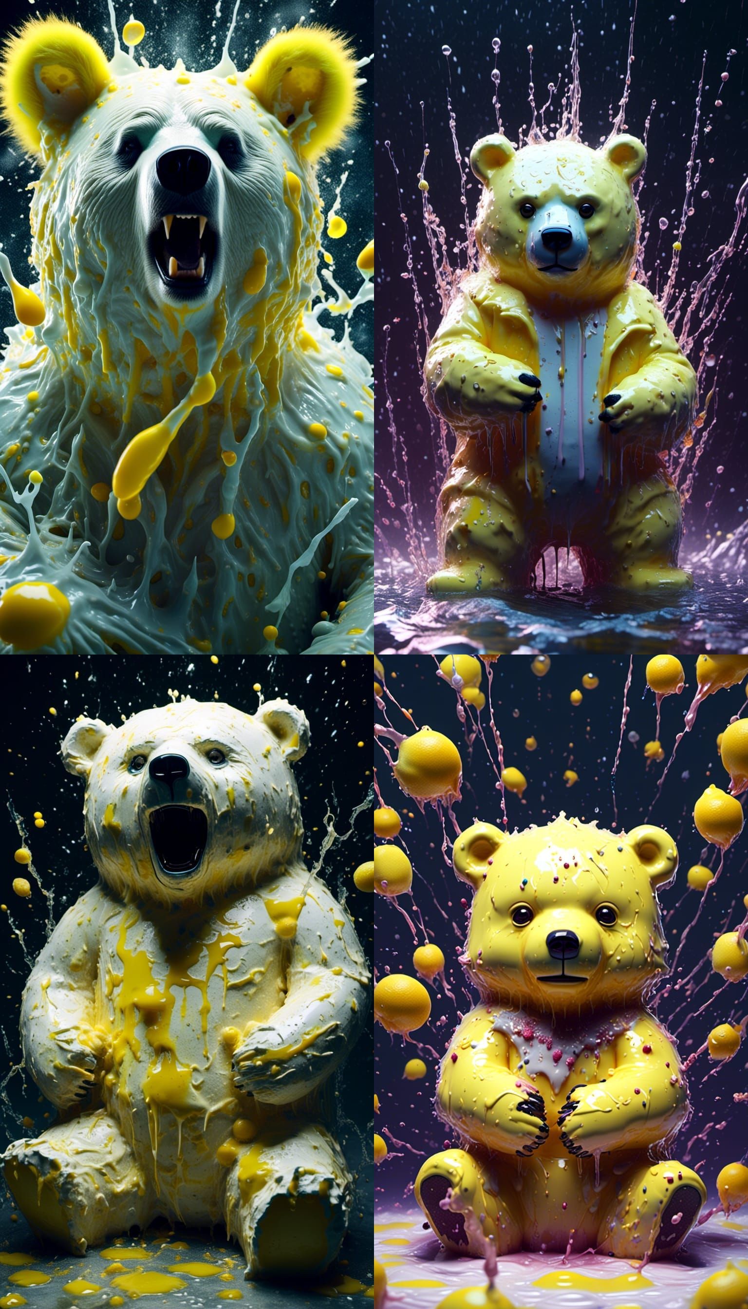 Demented Cannibalistic Lemon Bear Portrait in Horrific Comed...