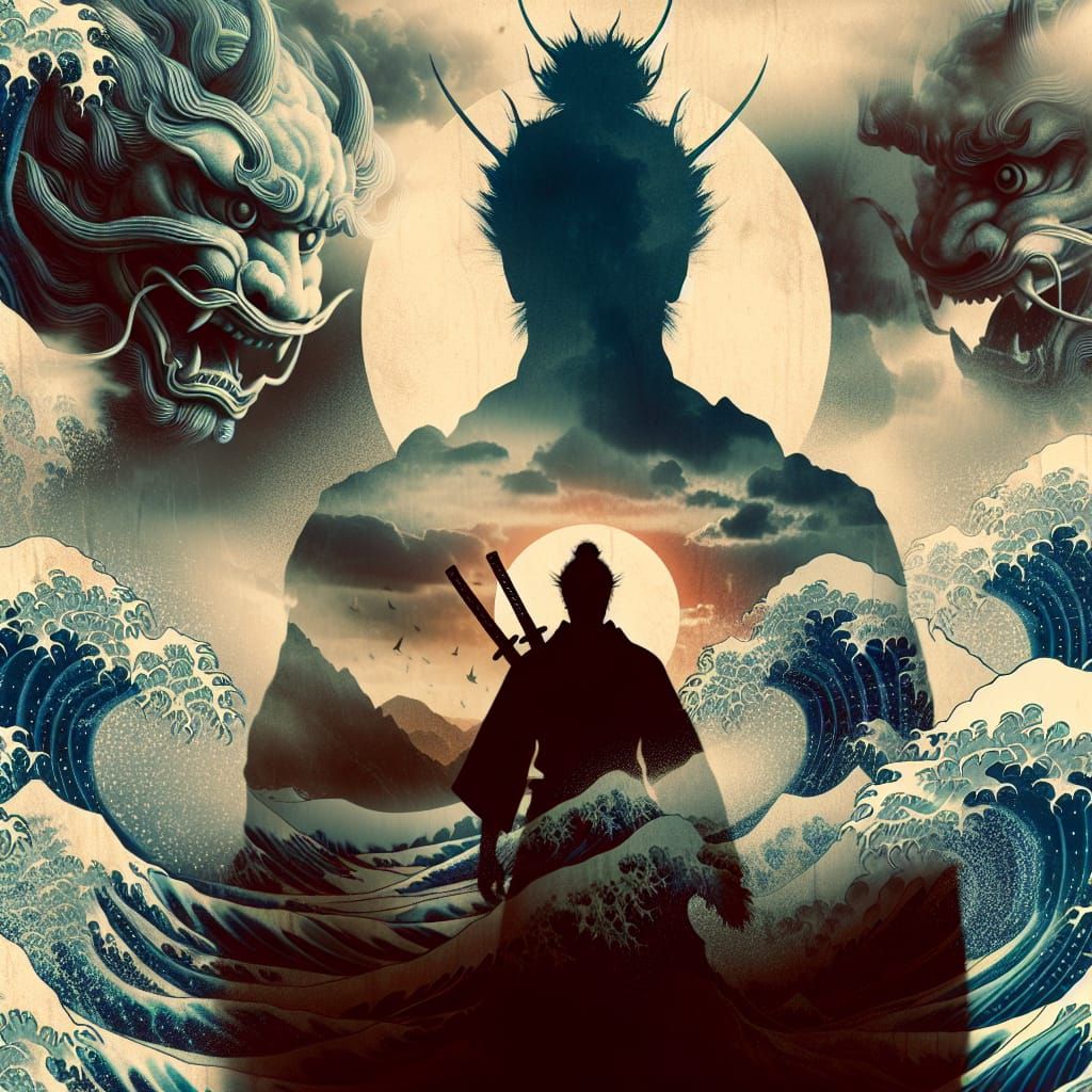 Double Exposure Silhouette of Susanoo