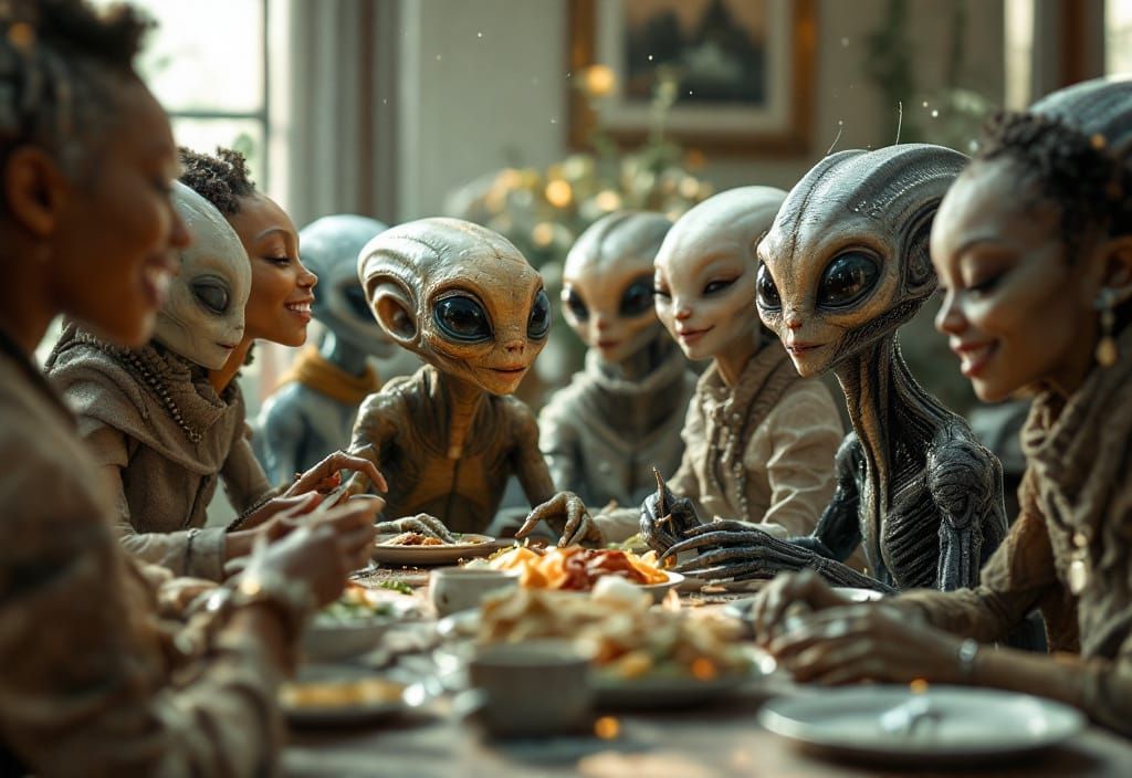 Diverse Alien Children's Gathering in Hyperrealistic Style
