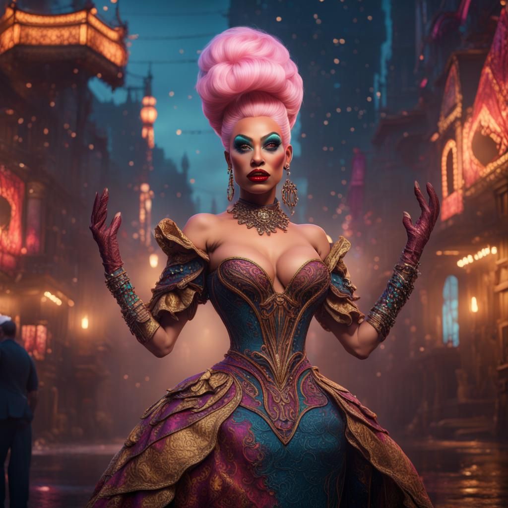 Detailed Matte Painting of a Drag Queen