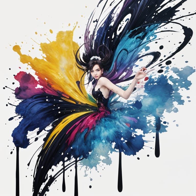 Ink Splashes Form Abstract Designs with Lighting