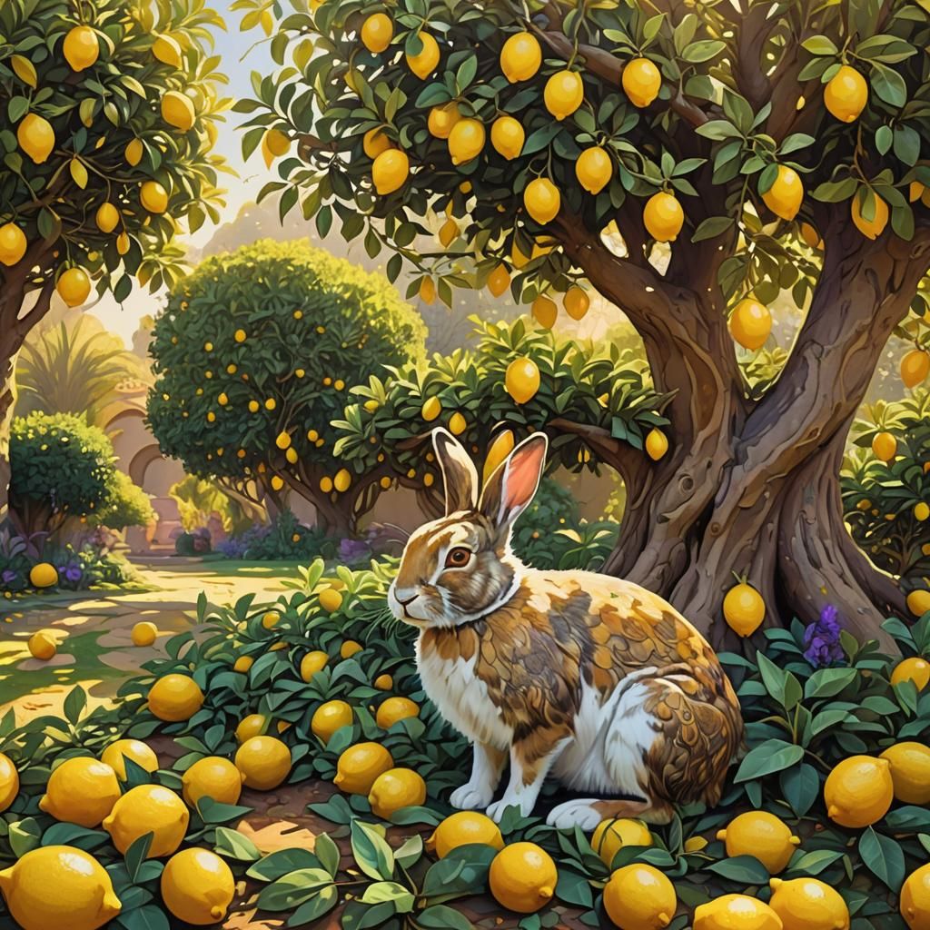 Rabbit Under Lemon Tree: Fantastical Concept Art