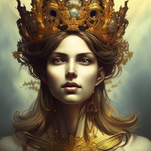 Golden Crown Portrait in Hyperdetailed Style