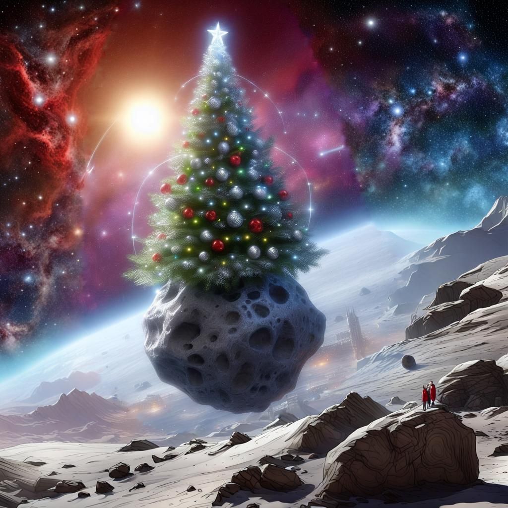 A giant space-scale Christmas tree on a very small asteroid flies through the solar system