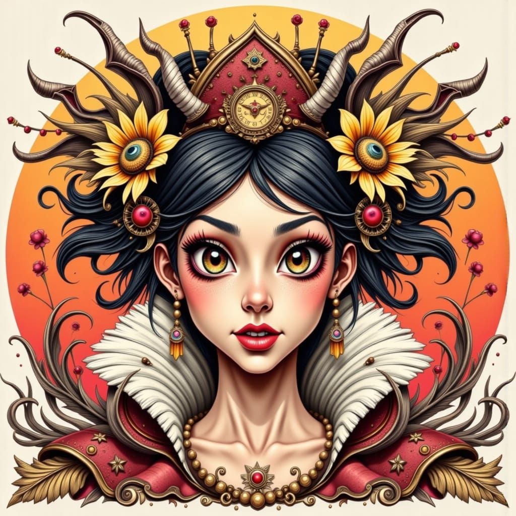 Whimsical Clown Caricature in Graphite Style