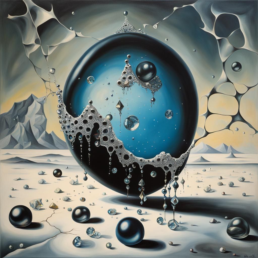 Surreal Cracked Pearls and Diamonds Painting