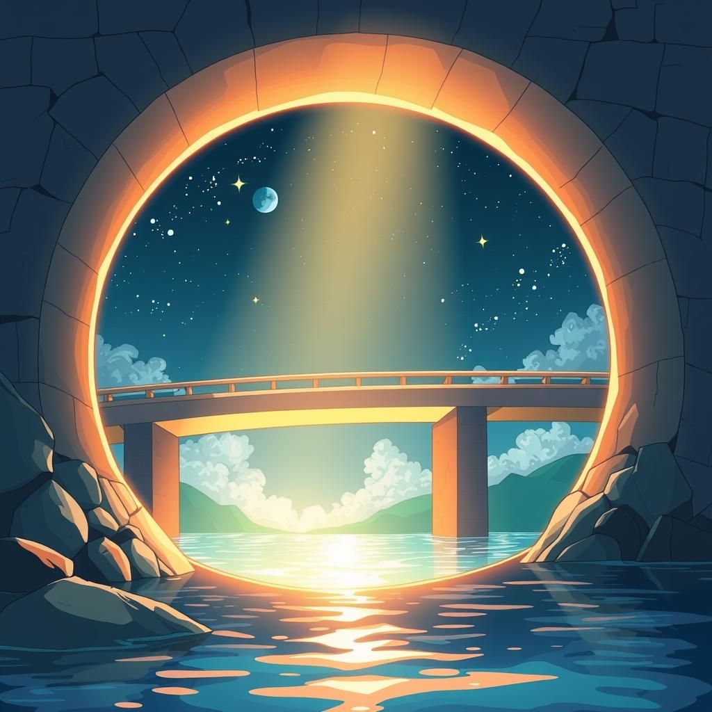 Anime-Style Circle Swoop Under Bridge Arches