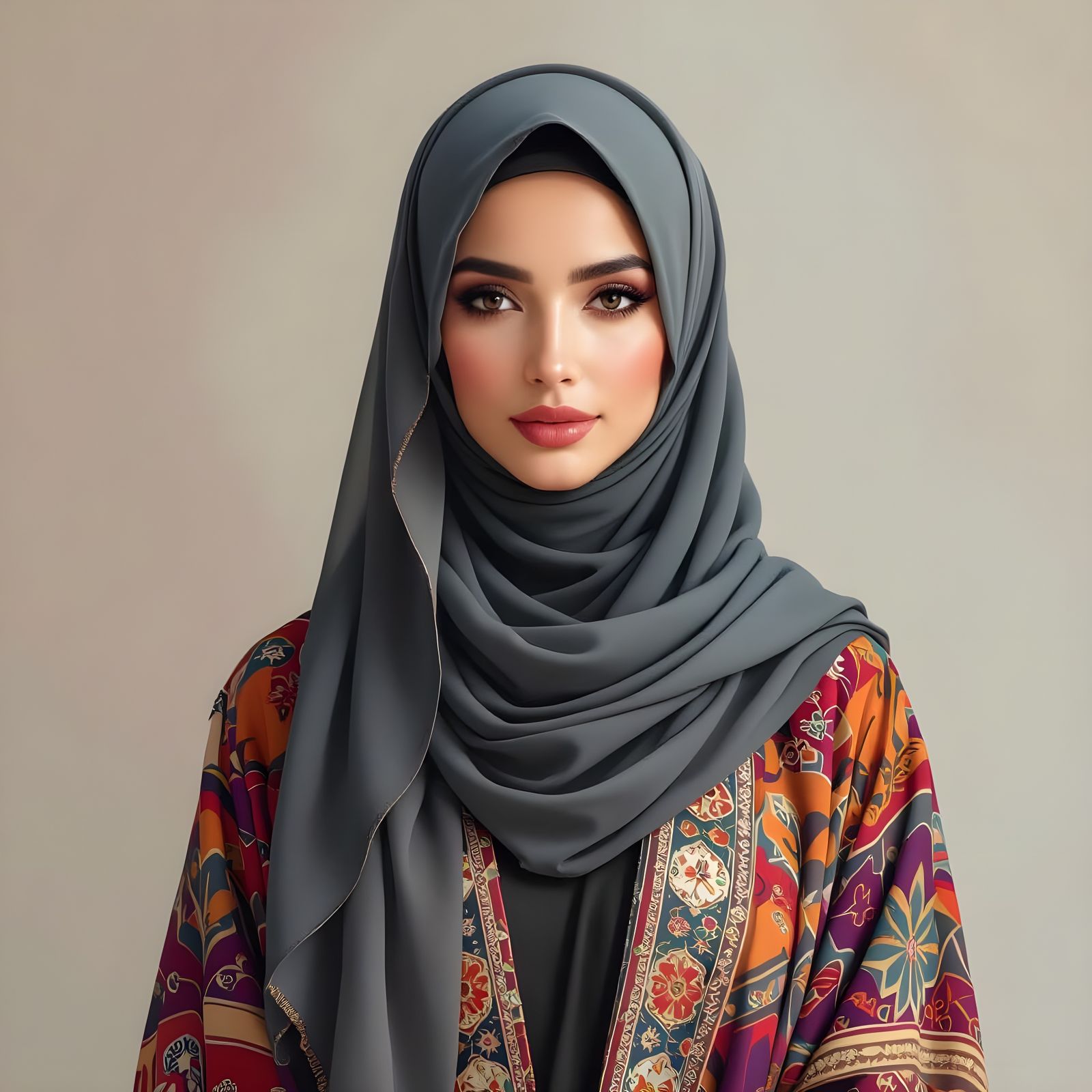Elegant Hijabi Woman in Modest Digital Art Style