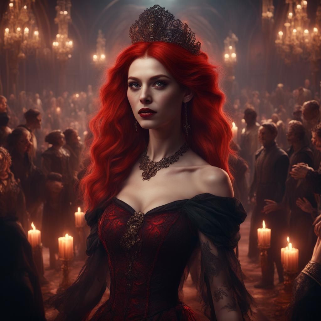 Beautiful Vampire Woman at Masquerade Ball