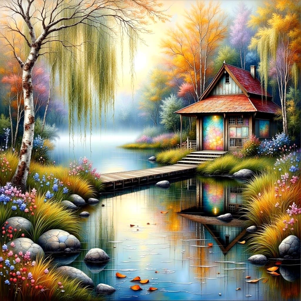 Metallic Doors Open to Pastel Sunrise Vista