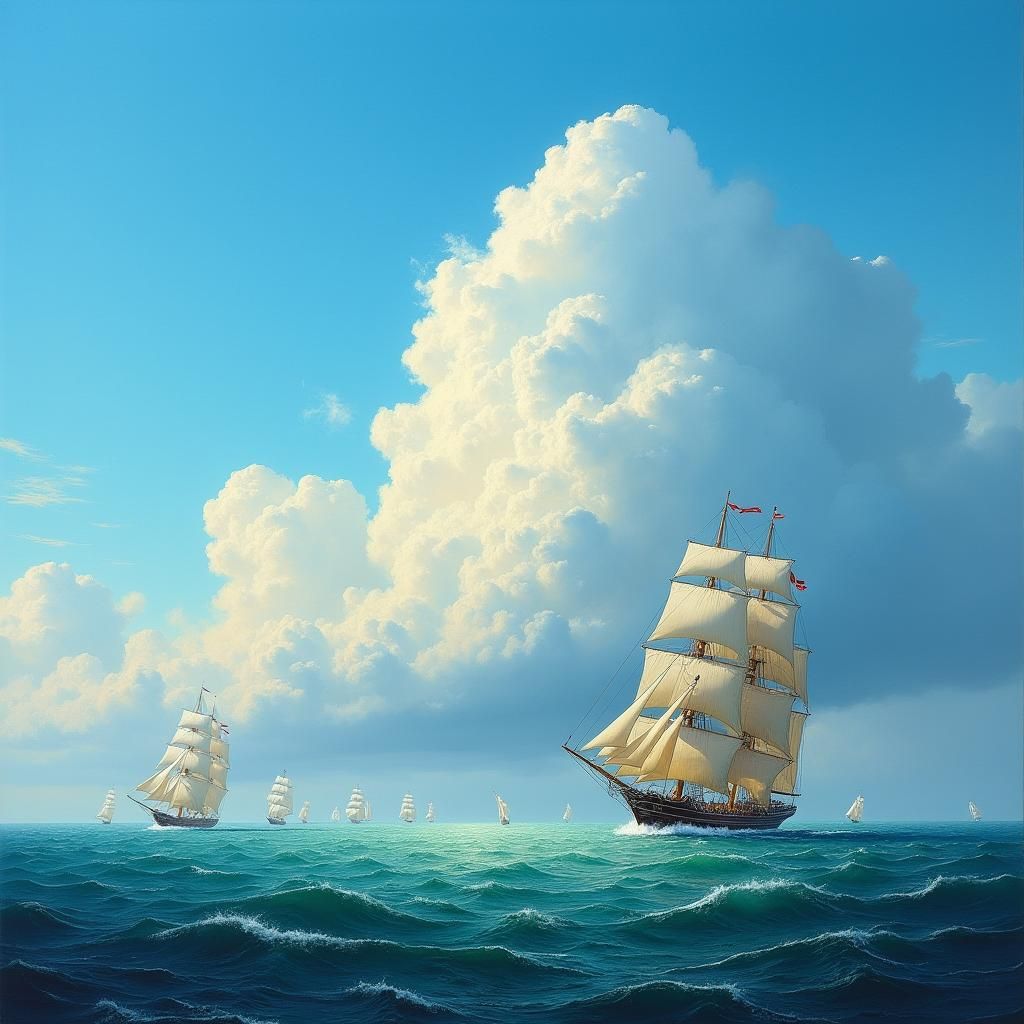 Majestic Seascape with Colossal Sailing Vessel