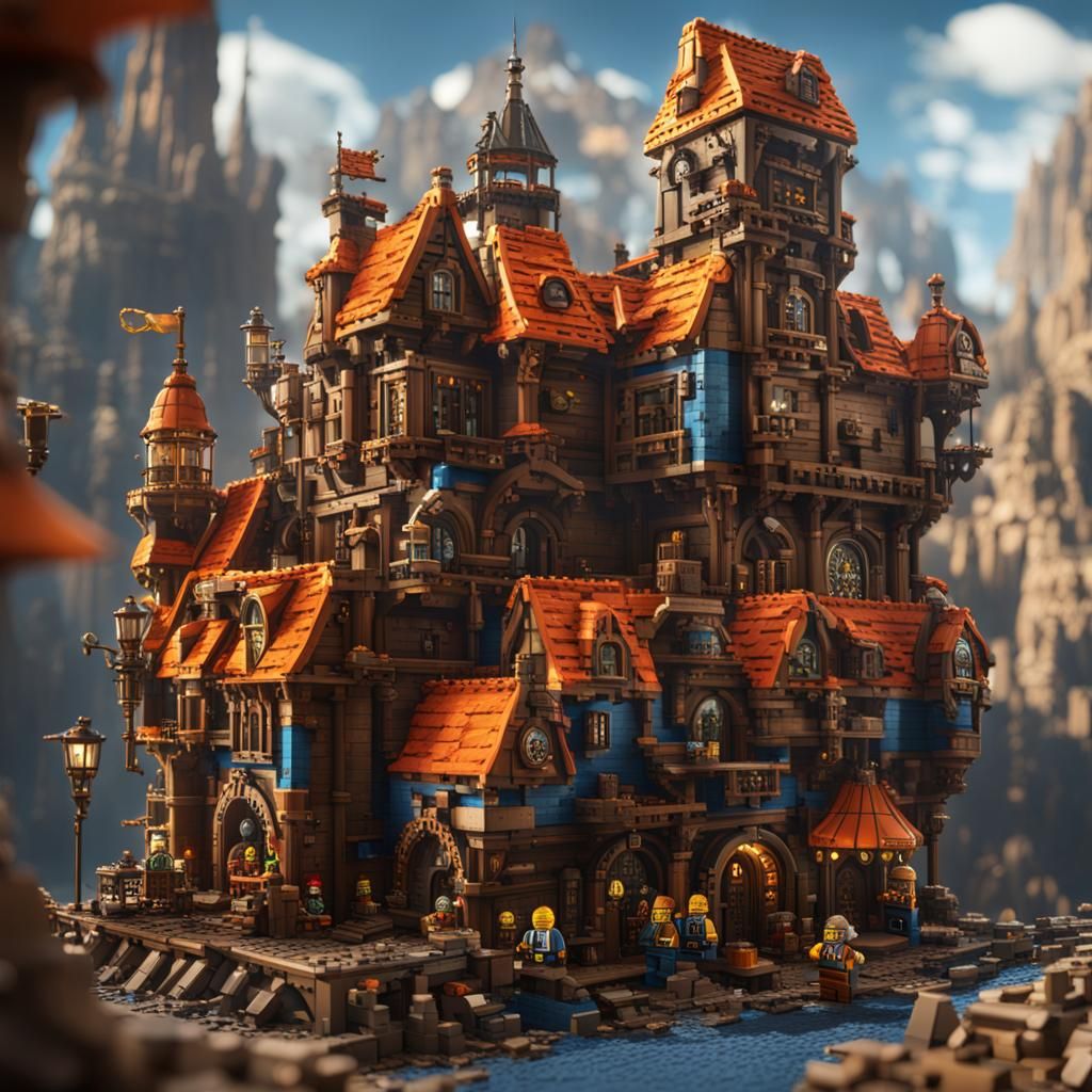 Steampunk Dwarf Building Lego Fortress