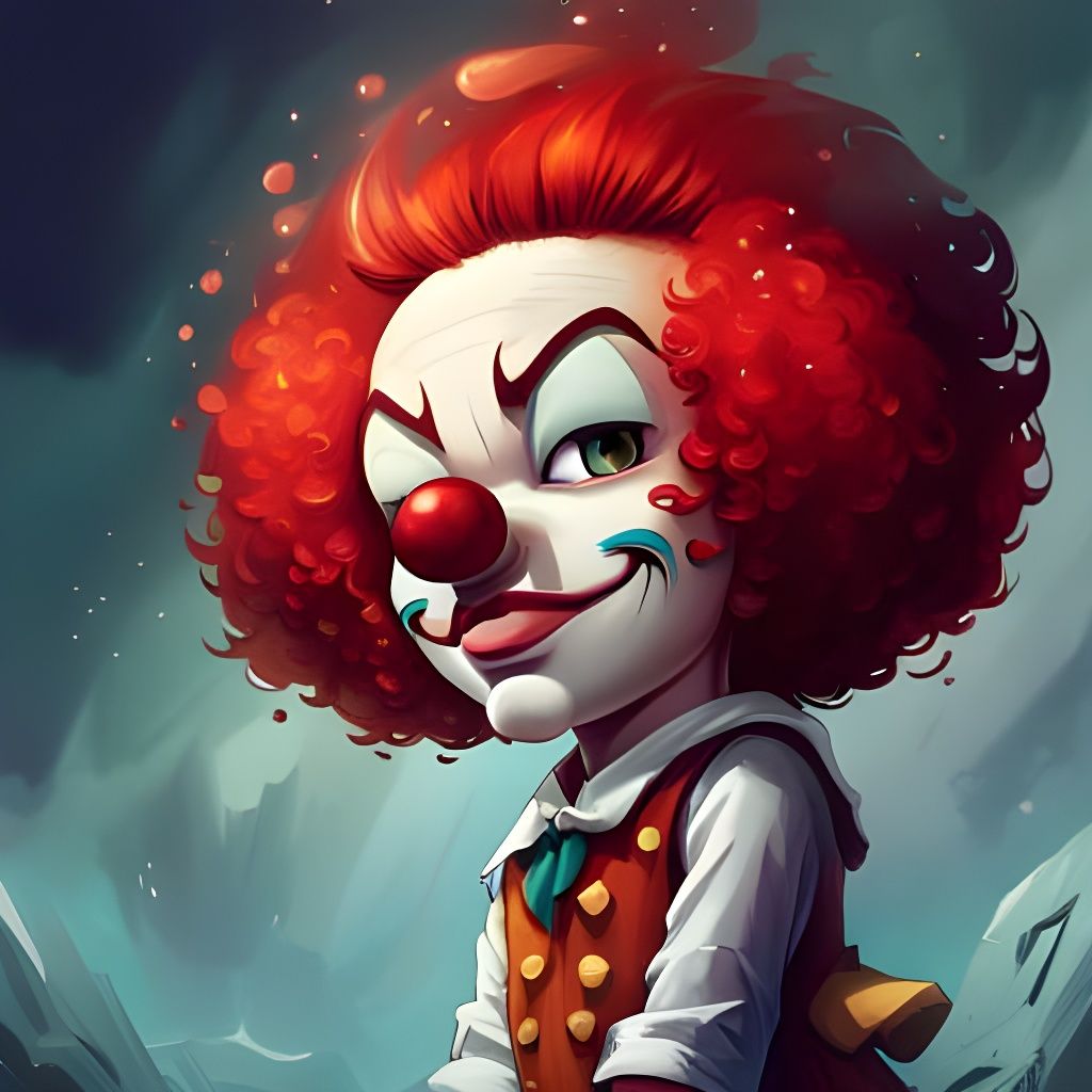 Detailed Chibi Clown Portrait in Splash Art Style