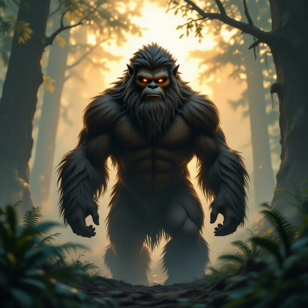 Bigfoot Wookiee Hybrid in Misty Forest