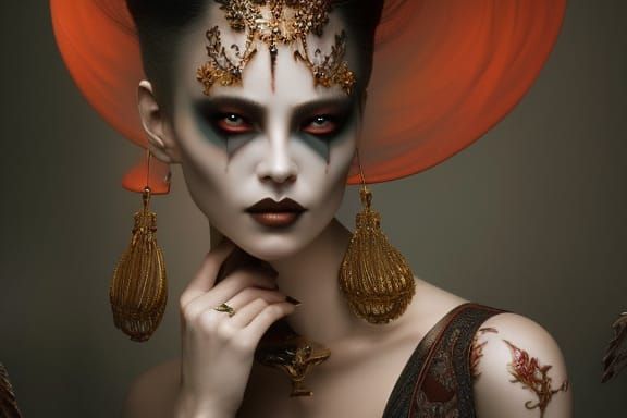 Biomechanical Vampire Portrait in Dark Art Style