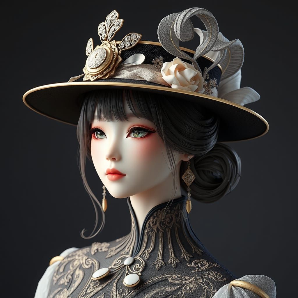 Elegant Anime-Inspired 3D Concept Art