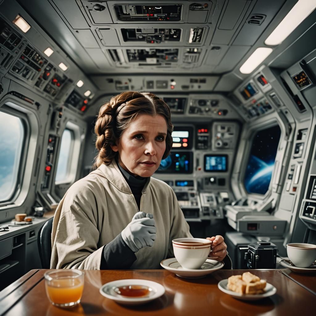 Leia Organa's Tea Time in Space: Cinematic Still