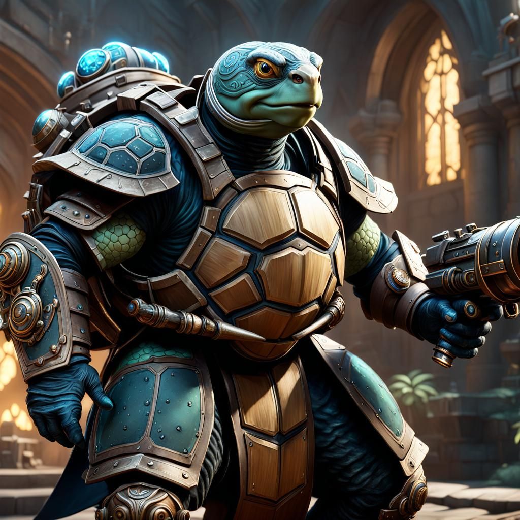 Tortle Artificer with Cannon: Fantasy Concept Art