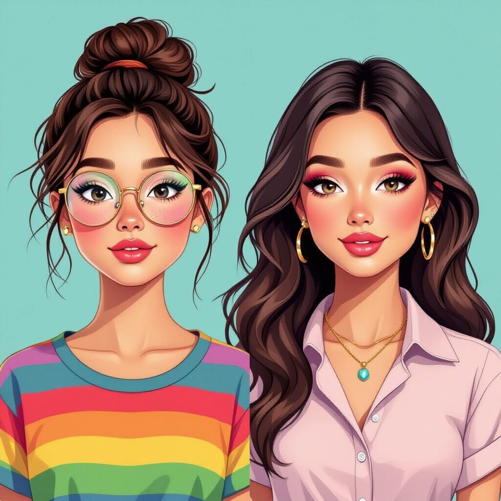 Girl's Dramatic Makeover Split Screen Digital Art