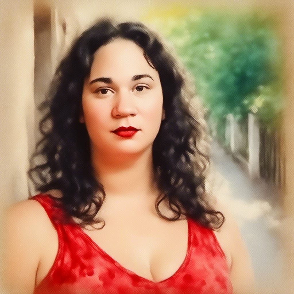 Young Woman in Sunlight: Impressionistic Watercolor Portrait