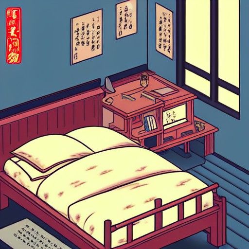Cozy Bedroom in Comic Anime Art Style