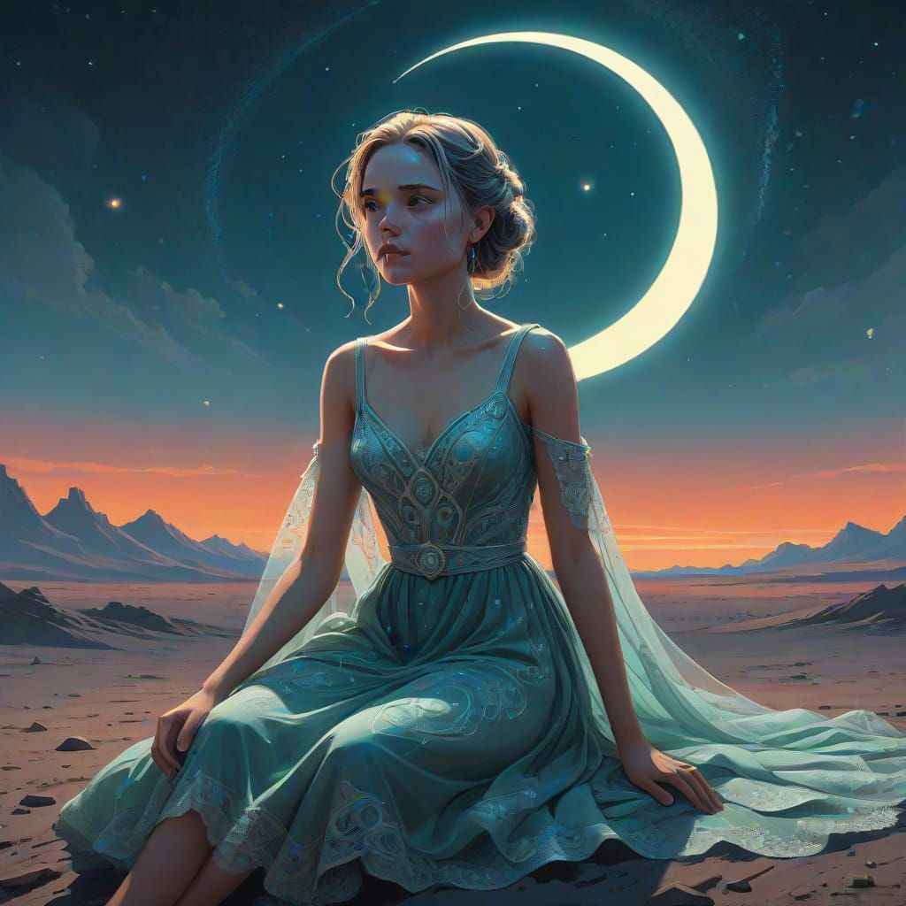Ethereal Moonlit Goddess in Celestial Evening Gown