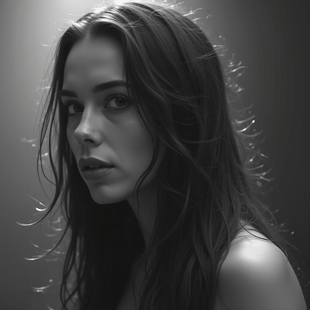 Mysterious Supernatural Figure in Monochrome