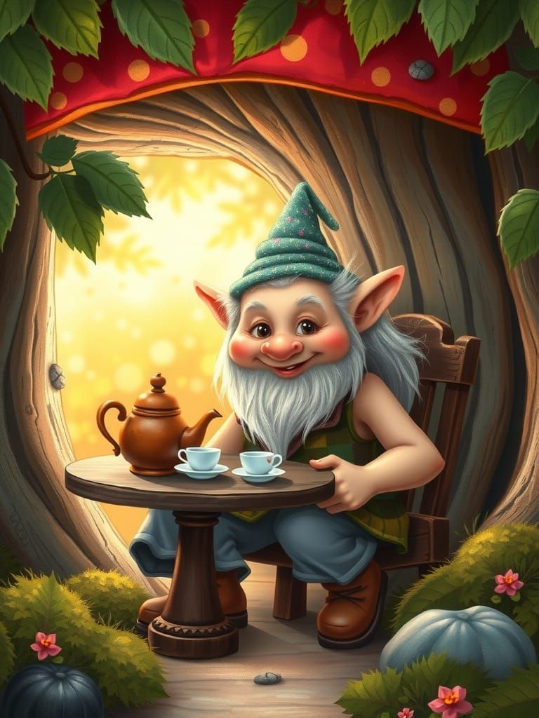 Charming Garden Troll Storybook Illustration