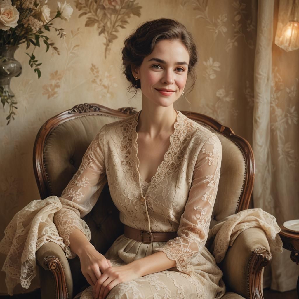 Elegant Woman Portrait in Impressionist Style