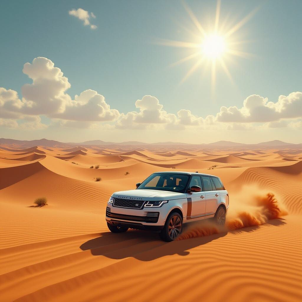 Range Rover Drives Through Vast Desert Dunes