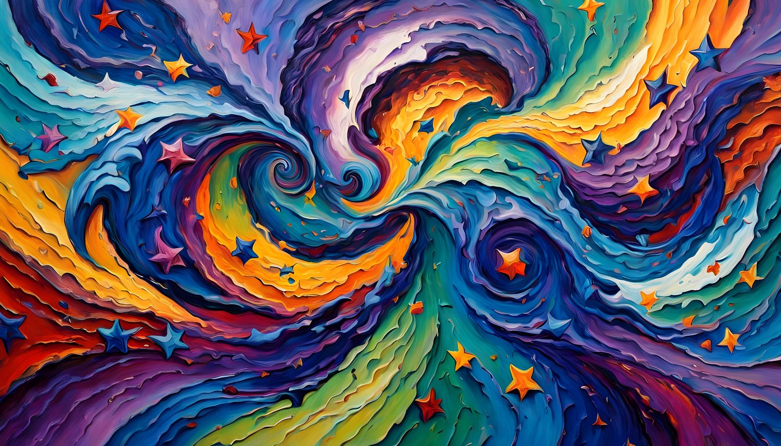 Vivid Star Swirls in Dynamic Oil Painting Style