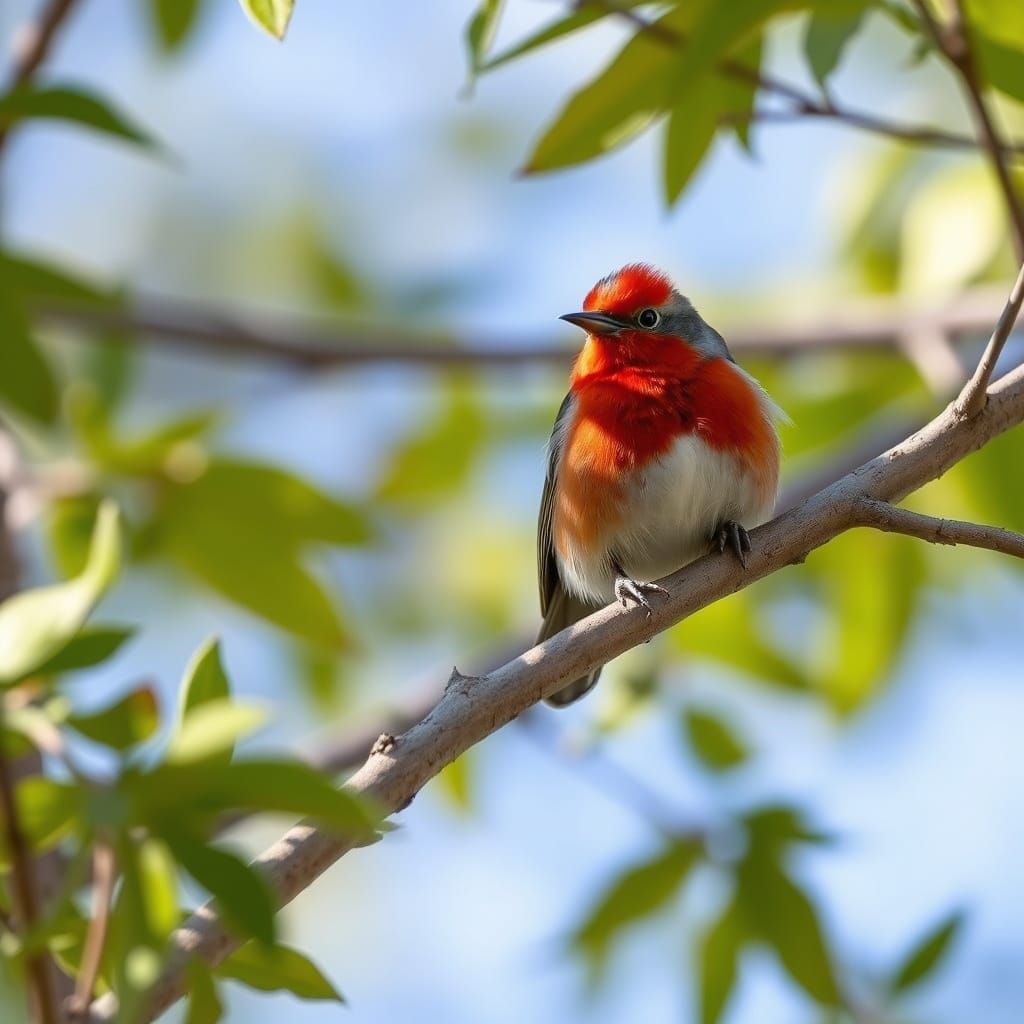 Proud Red Robin Perched in a Tree