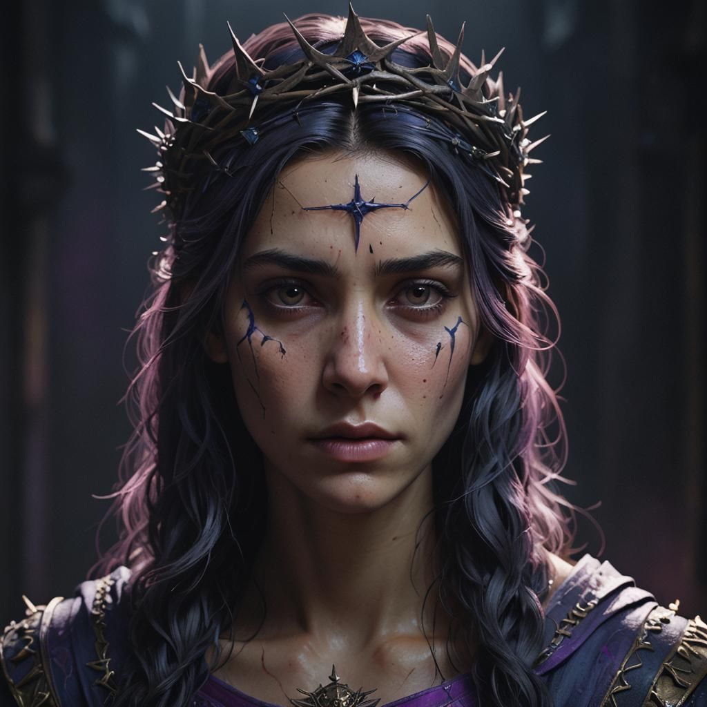 Melancholic Woman with Crown of Thorns