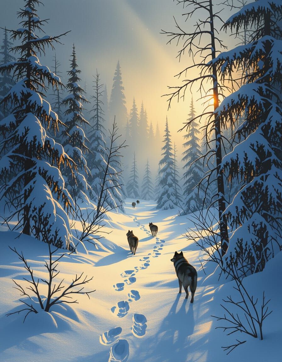 Northern Shadow Landscape: Hyperrealistic Digital Painting