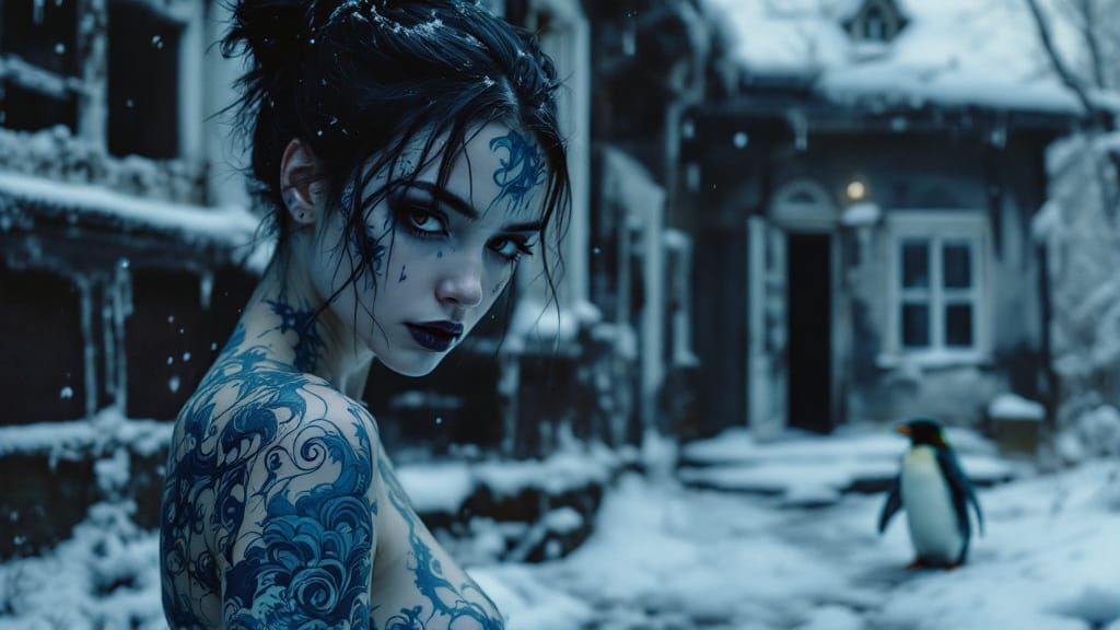 Irezumi Tattooed Woman in Abandoned House
