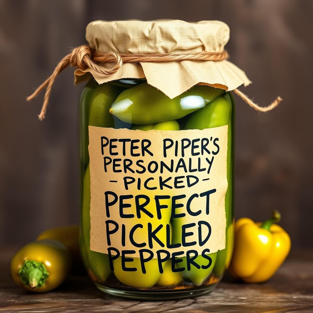 Pickled Peppers in Rustic Apothecary Jar