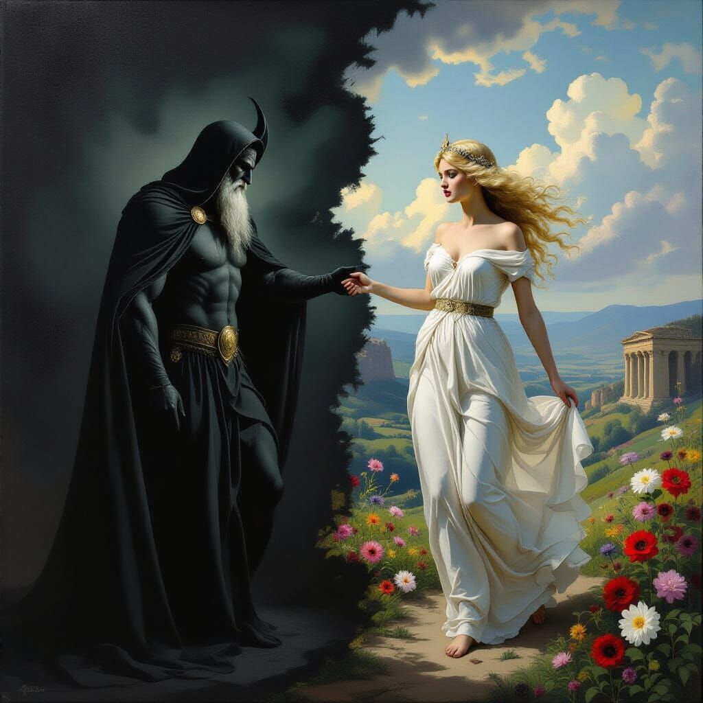 Hades Grabs Persephone: A Greek Mythology Fantasy Painting