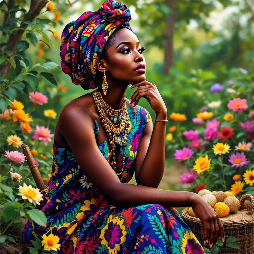African Woman in Serene Nature