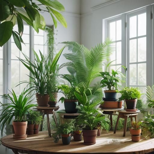 Artistic Home Interior with Lush Plant Decor