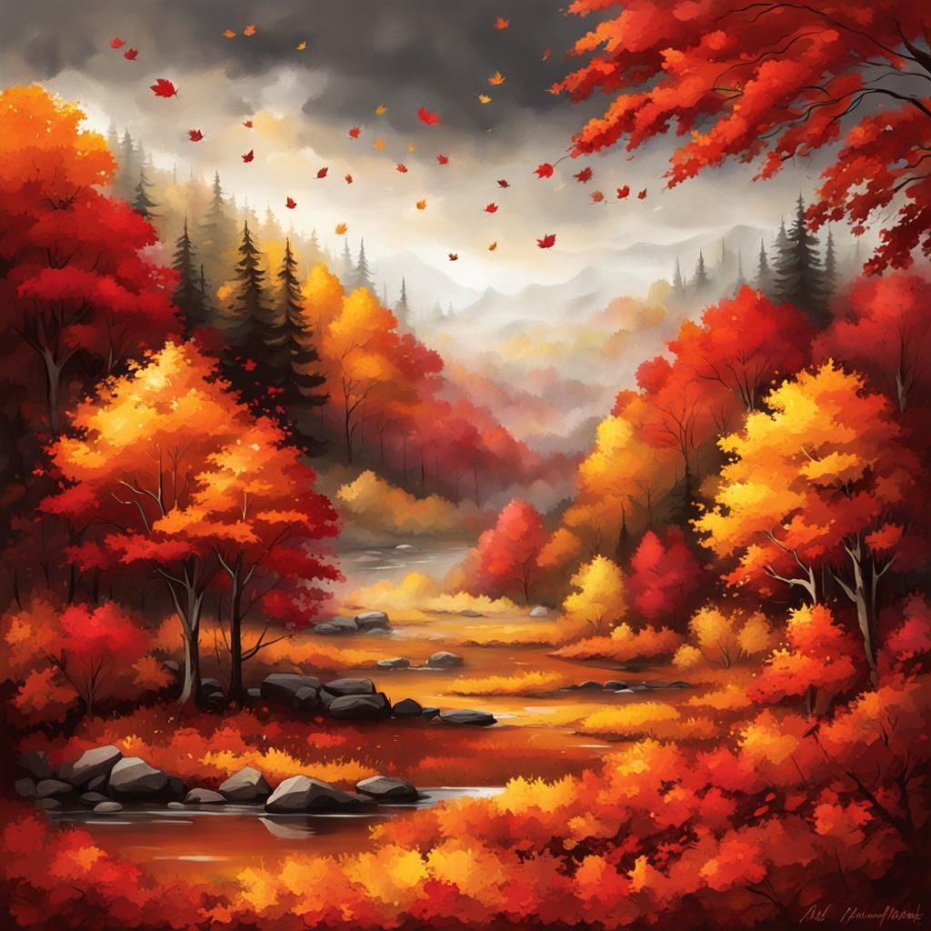 Autumn Leaves: A Golden and Crimson Canvas