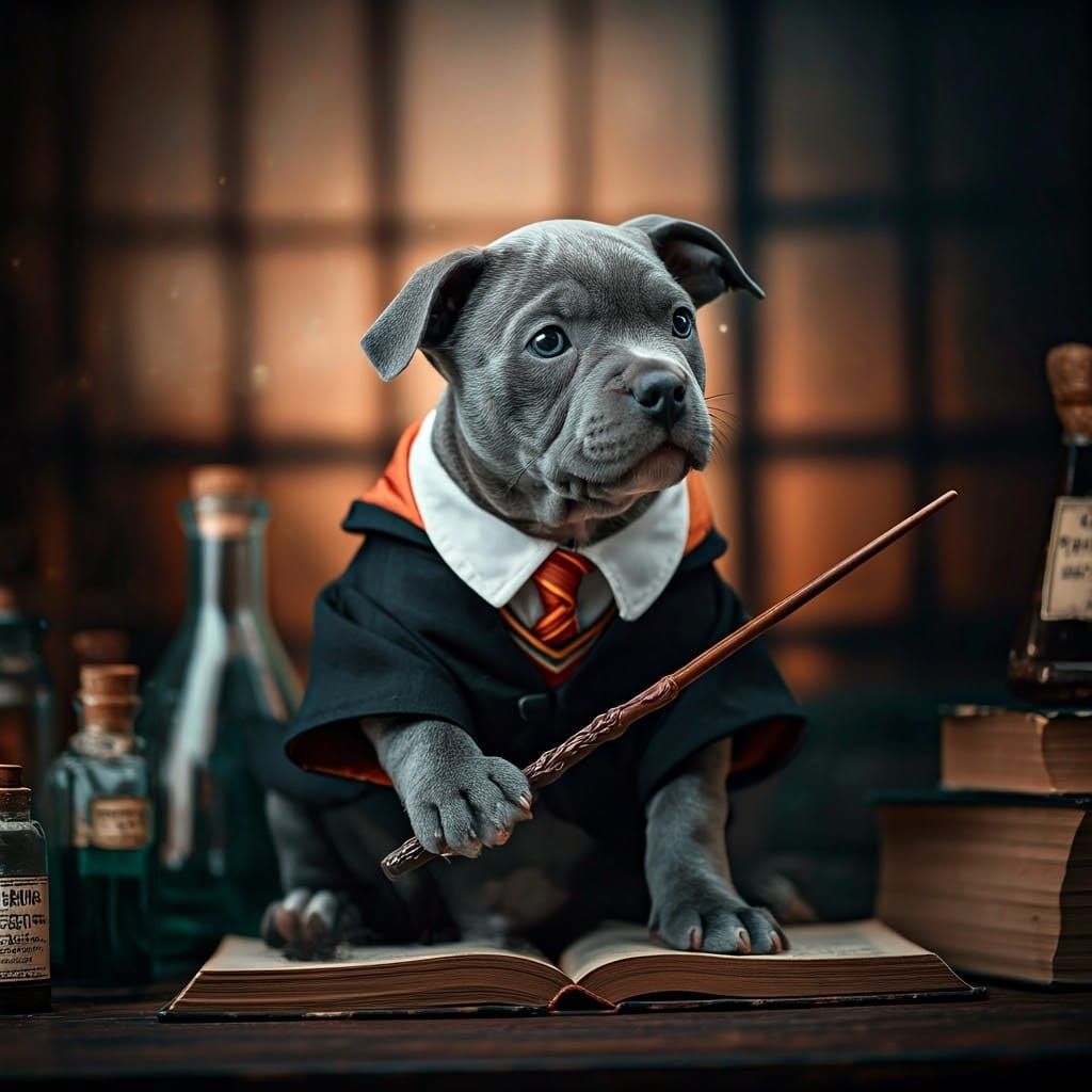 Wizard Puppy in Apothecary Setting
