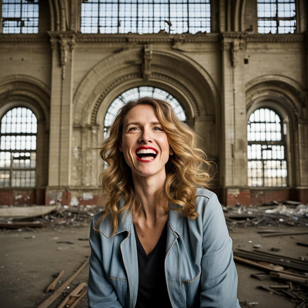 Smiling Woman at Michigan Central Station