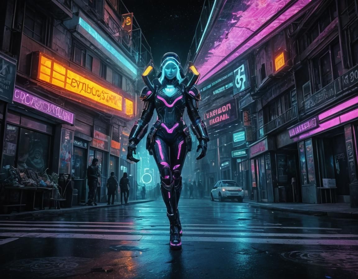 A Hologram in Futuristic Cityscape
