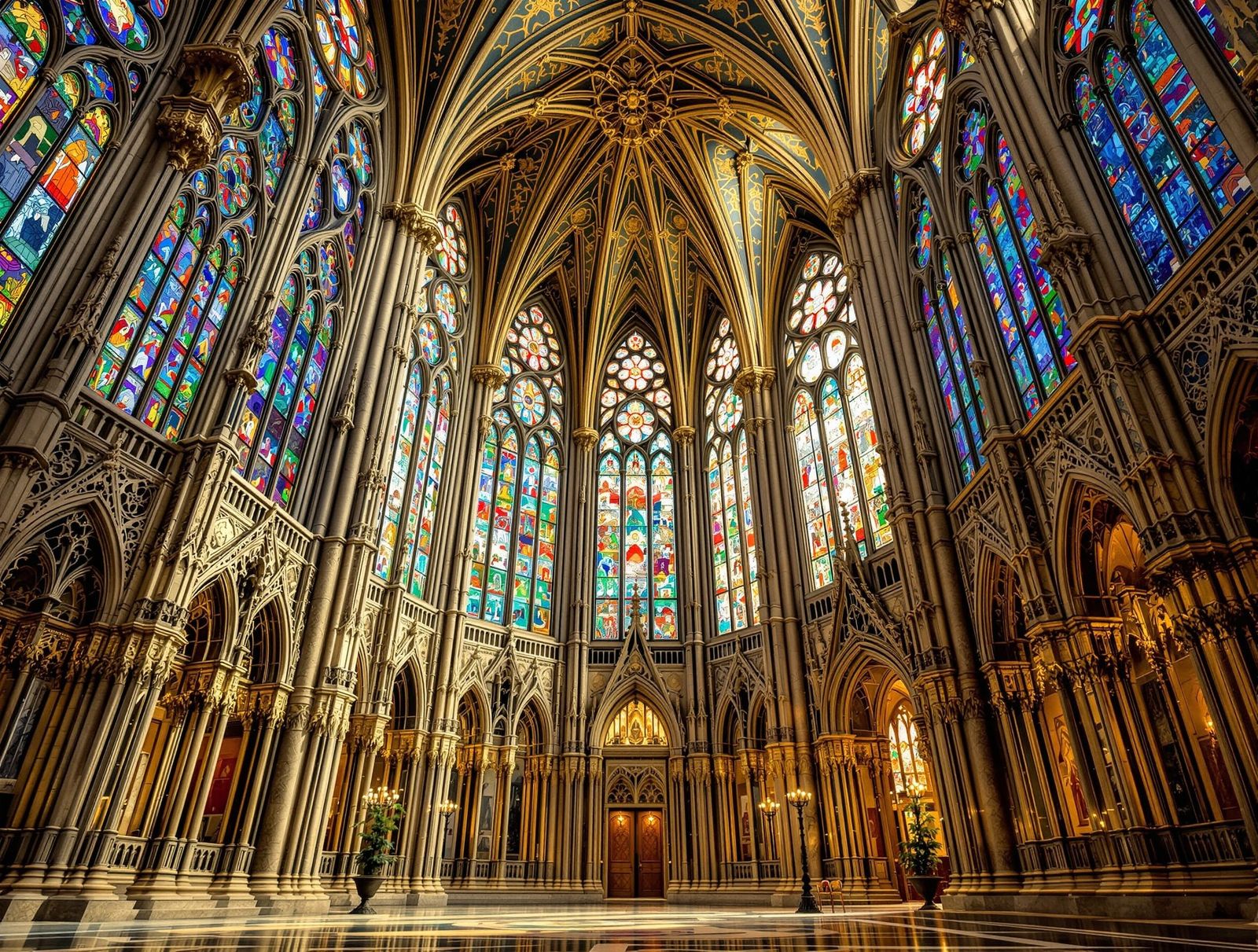 Surreal Gothic Cathedral in Art Nouveau Style