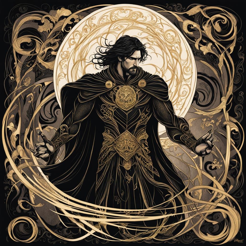 Man of Strength in Aubrey Beardsley Style