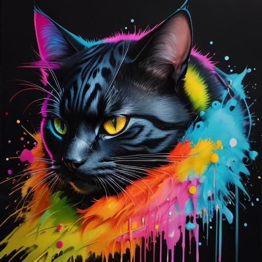 Ninja Cat Graffiti Art: Ultra Detailed and Colorful